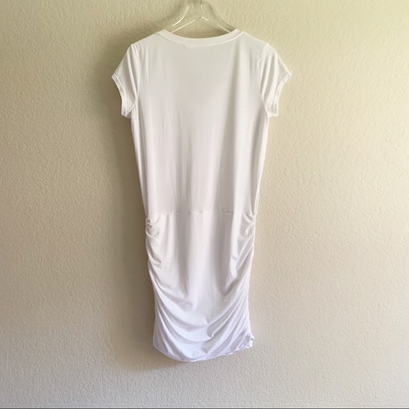 ATHLETA Topanga ruched dress white size medium short sleeves - Picture 7 of 12